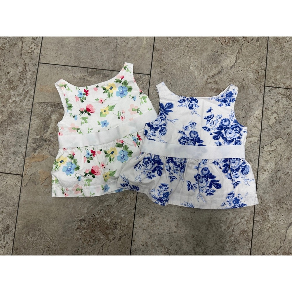Janie and Jack Floral Peplum Tops Bundle 18-24 Months Blue White Multi Cotton
